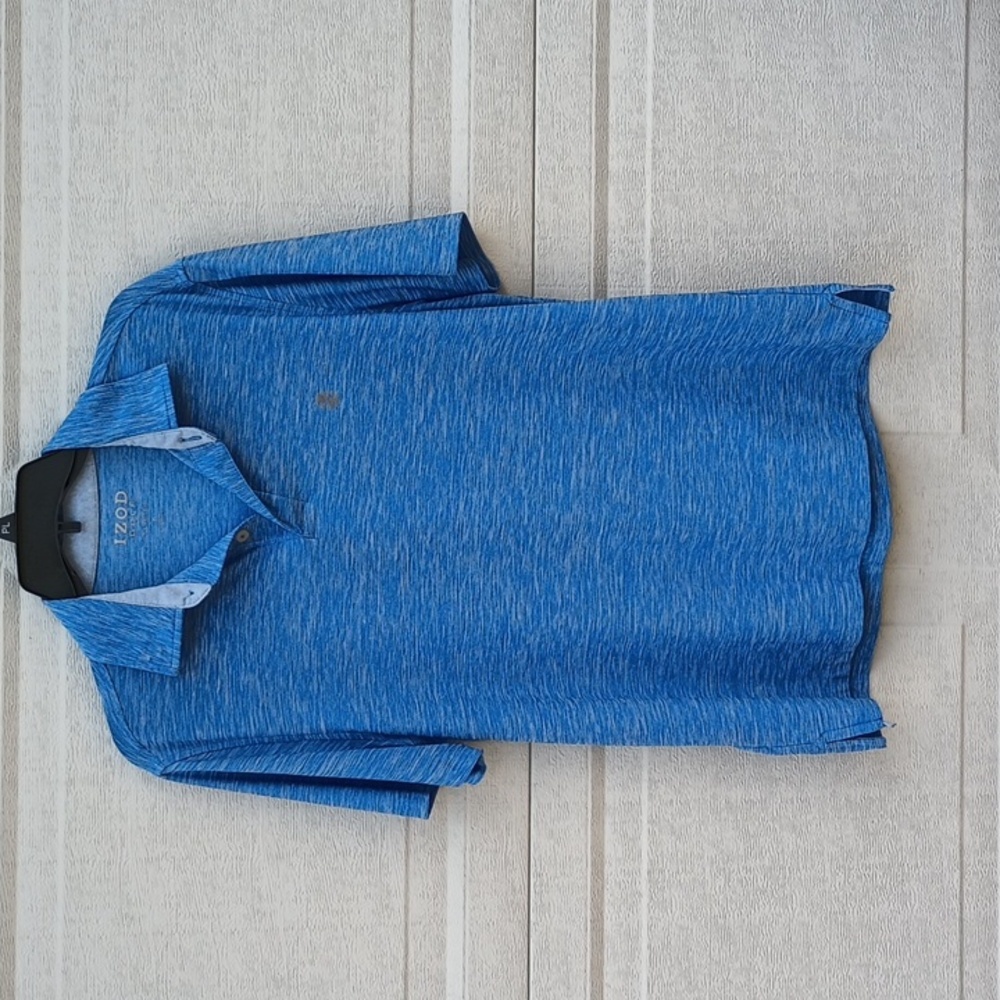 IZOD Golf Stretch Polo Shirt Blue Heather Short Sleeve Athletic Top Mens Small